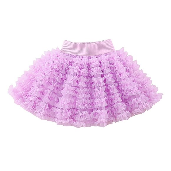 Splozh Soft Layered Tulle Tutu Skirts Baby Girls Tutu Skirt Soft Tulle Ballet Birthday Party Pettiskirt Purple,5-6 Years