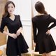 thumbnail image 2 of Elegante vestido ajustado de talla grande de color sólido para mujer de manga larga con cuello en V vestidos acampanados Ndcxsfigh Para estrenar, 2 of 7