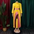 thumbnail image 3 of AURA Plus Size Maxi Dress Half Open Collar Lace Up Belted High Waist Pleated Long Sleeve Elegant Fall Dress, 3 of 9