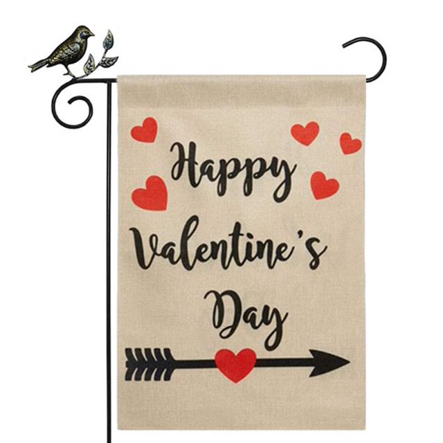Valentines Garden Flag 12.5x18 Inch Double Sided Decorative Happy
