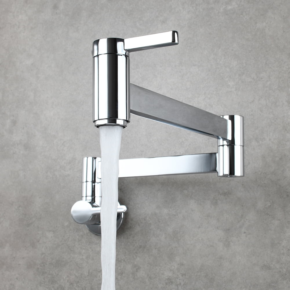Lowestbest Brass Wall Mounted Foldable Faucet, Double Handles Fuacet, Cold Water Kitchen Tap, Chrome Lowestbest Brass Wall Mounted Foldable Faucet, Double Handles Fuacet, Cold Water Kitchen Tap, Chrome