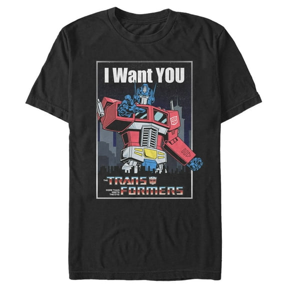 Men's Transformers Optimus Prime Wants You  Graphic Tee Black Large