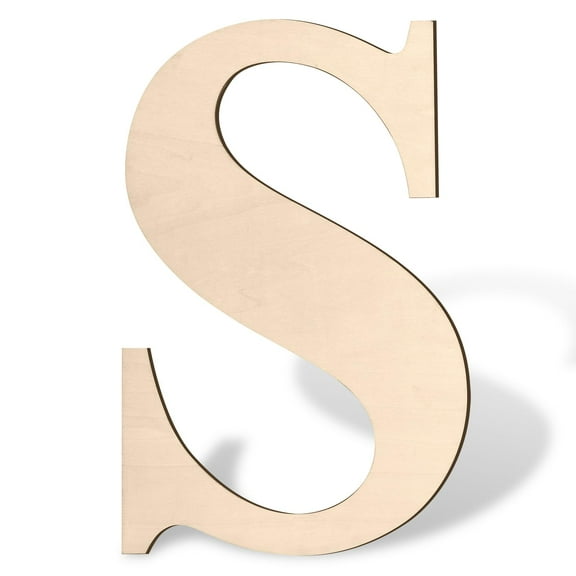 Large Wooden Letter S 17 Inch, Unfinished Blank Wood Letters for Wall Decor, Name Sign, Wedding, Shower, Birthday Party, Rustic Christmas Decoration, Beige