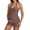 Brown, variant on Maternity One-Piece Swimsuit with Shorts - Solid Color Halter Backless Monokini, Pregnancy Bathing Suit for Summer Beach & Pool