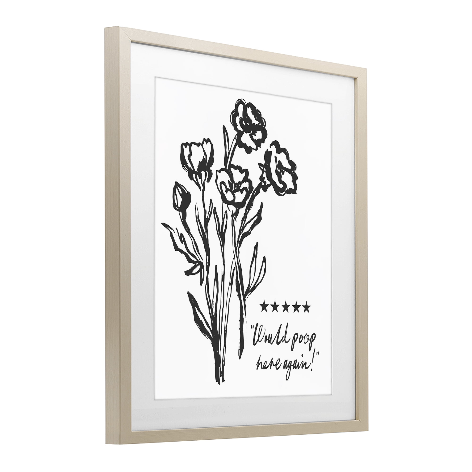 Stupell Industries Would Poop Here Again Birch Framed Print Under Glass, design by Lettered and Lined