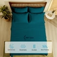 thumbnail image 2 of Hotel Brand 1000 Thread Count 6-Piece Extra Deep Pocket Super Soft Sheet Set Fit Upto 34 Inches Deep Pocket, Solid Pattern, 100% Egyptian Cotton @ 'hotellinen' (Twin, Teal ), 2 of 6