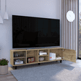 thumbnail image 2 of Knubmt Wood TV Cabinet for TVs up 70", Entertainment Center with 4 Open Shelves, Tv Stand for Living Room, Light Brown, 2 of 4