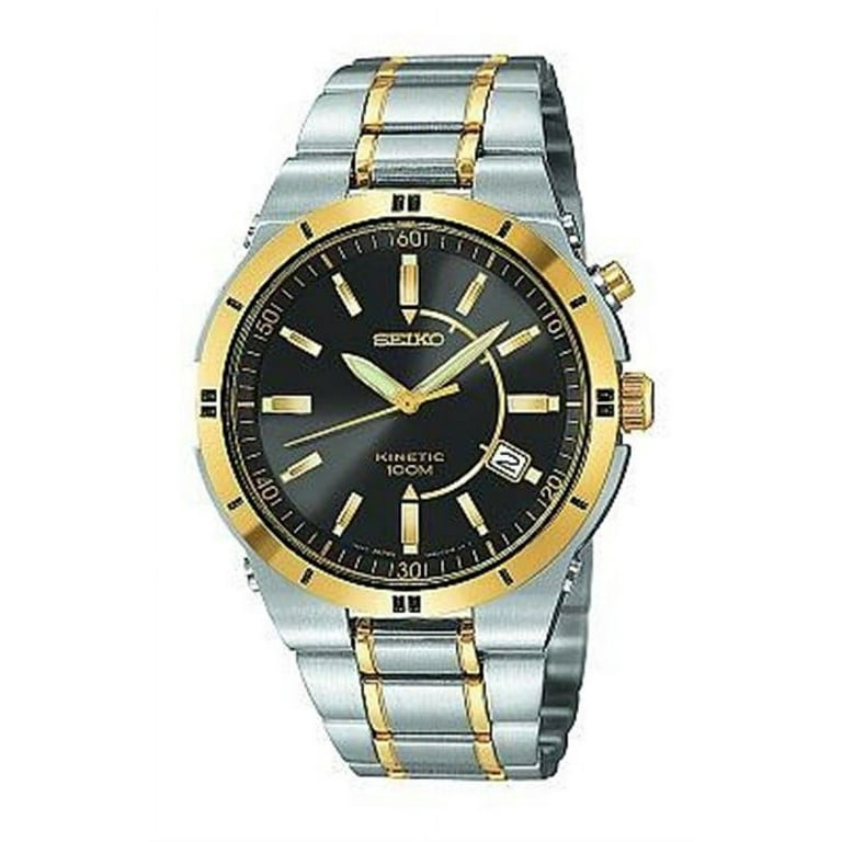 Seiko Men's Stainless Steel Date Display Black Dial Watch SKA348