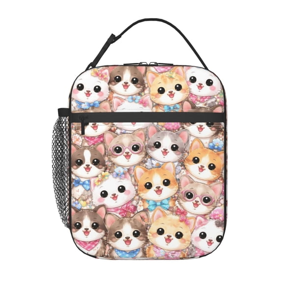 Cute Cat Lovers Lunch Bag Reusable Thermal Lunch Tote with Handle for Women and Men