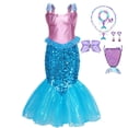 thumbnail image 2 of Vestido de sirena Ariel para niñas, vestido de cola de pez con volantes de lentejuelas de lujo, disfraz de cumpleaños de princesa de carnaval, traje de Cosplay zhangyuxiang unisex, 2 of 2