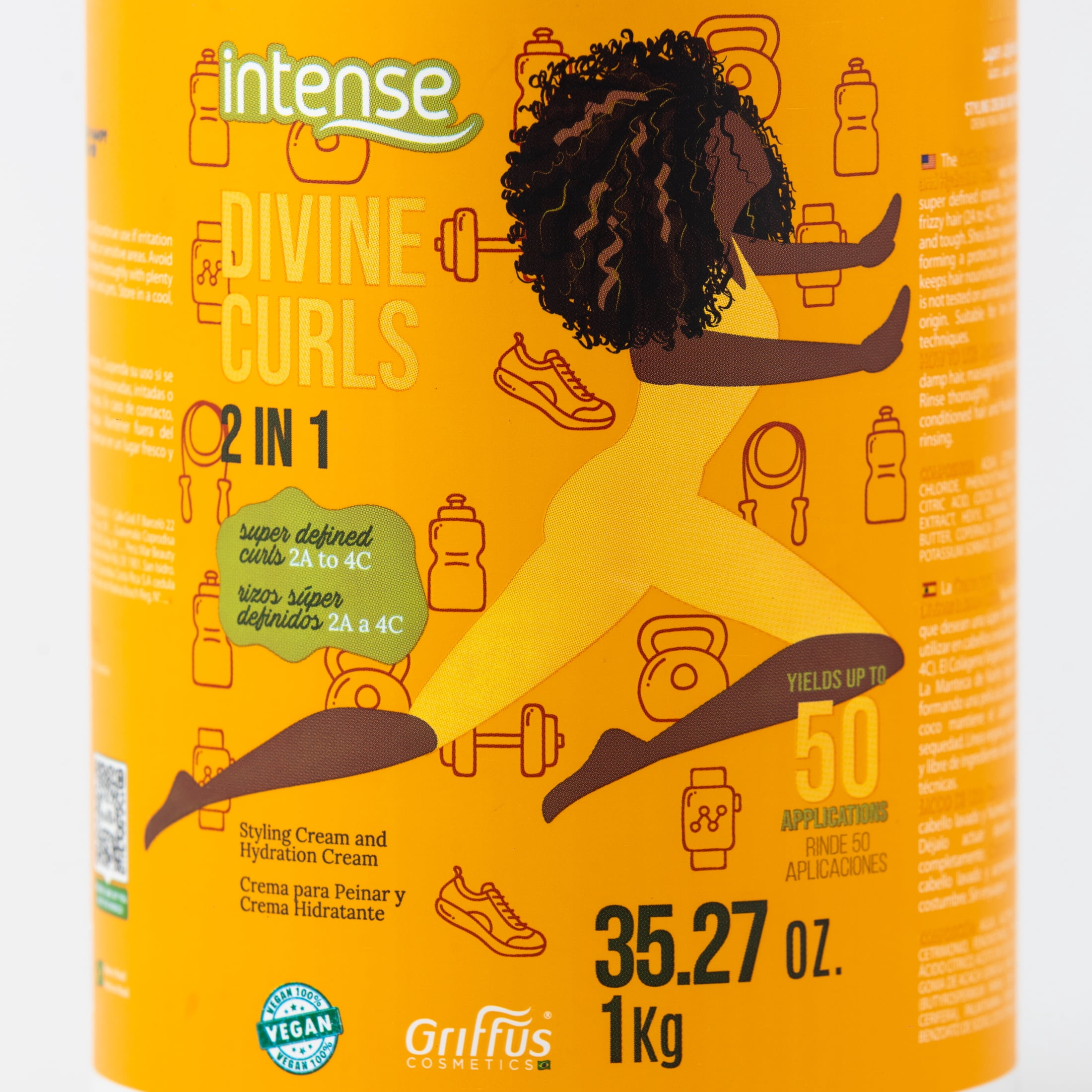 (6 pack) Griffus 2in1 Intense Styling Cream for Divine Curls 35.27oz/1Kg - Yields Up to 50 Applications