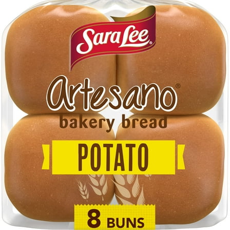 Sara Lee Artesano Potato Hamburger Buns, 8 Count, Buns Hamburger Buns, 16 oz Bag