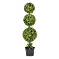Vickerman 4' Artificial Potted Triple Ball Green Boxwood Topiary.