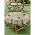 thumbnail image 3 of Outdoor Tablecloth with Umbrella Hole and Zipper, Japanese Round Table Cloth 54 Inch Waterproof Tablecloth, Beige Farmhouse Retro Floral Leaf Pattern Picnic Table Cover for Patio Camping, 3 of 7