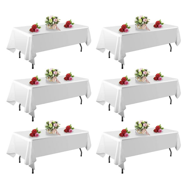 Mantel FINDYOU de poliéster blanco de 60 x 102 cm para mesa de 6 pies