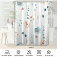 thumbnail image 5 of Decoreagy Watercolor Floral Shower Curtain Sets,Teal Orange Flowers Bathroom Curtains,Modern Minimalist  Bath Curtain, Waterproof Fabric with 12 Hooks 72x72 Inches, 5 of 15