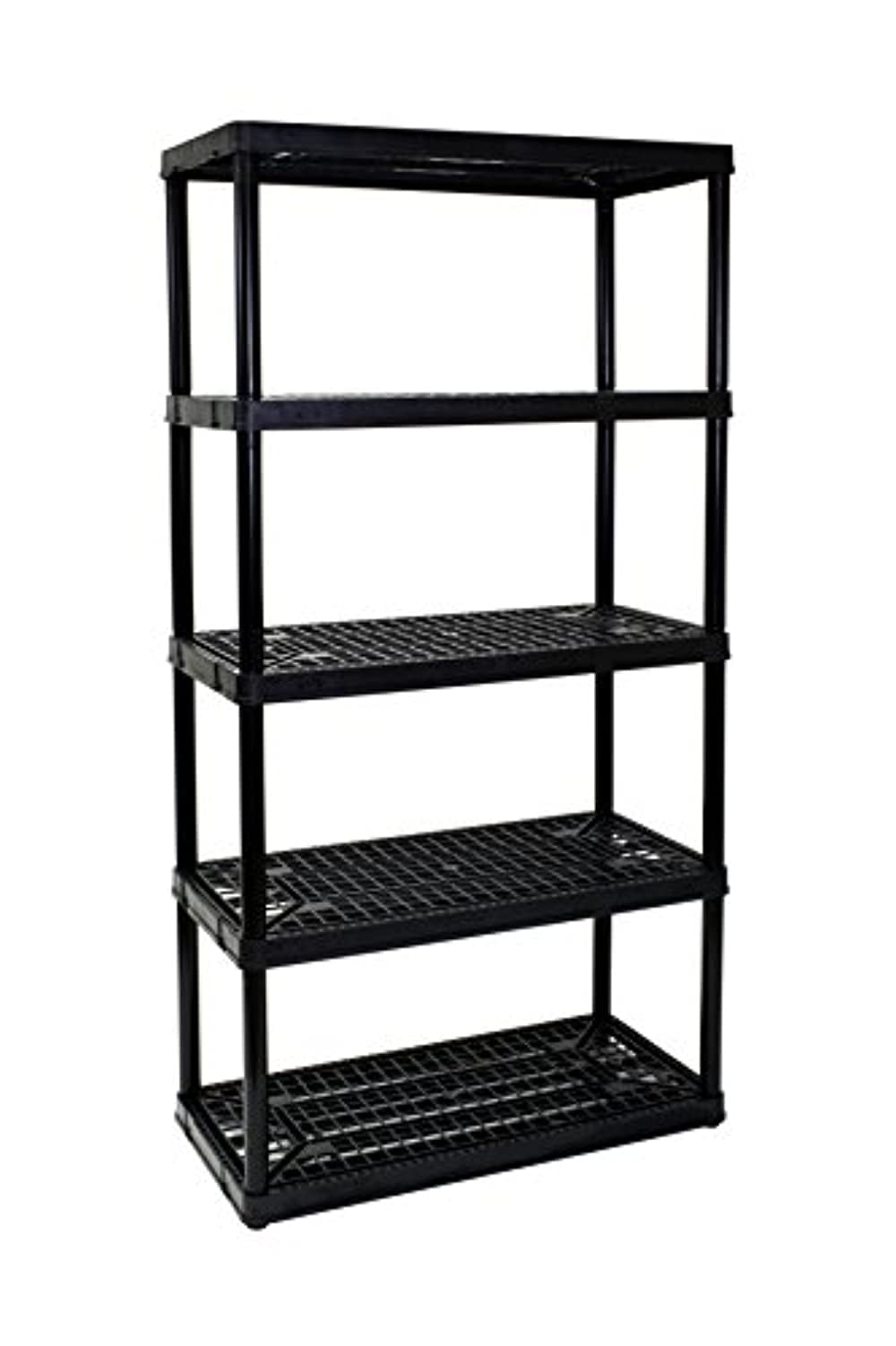 Gracious Living 5 Shelf 72 x 36 x 18" Fixed Height Ventilated Heavy Duty Shelving Unit Organizer System for Home, Garage, Basement, and Laundry, Black