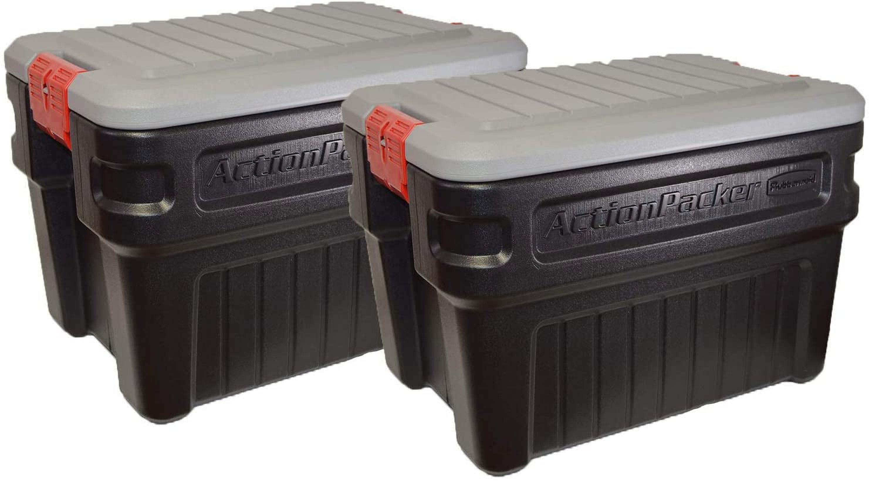 Rubbermaid 2-Pack Large 24-Gallons Black Weatherproof Heavy Duty Tote with  Latching Lid in the Plastic Storage Containers department at