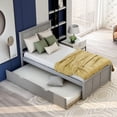 thumbnail image 2 of 41.30×78.98×42.70 Inch Twin Size Platform Bed, Movable Twin Trundle & Space Saving Design, Solid Wood & MDF Bed Frame for Bedroom Guest Room Gray, 2 of 6