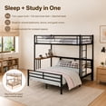 thumbnail image 5 of Miniyam Twin Over Full Bunk Bed with Built-In Desk – Metal Space-Saving Bed for Kids, Teens, Dorm Rooms, Black, 5 of 7