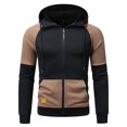 thumbnail image 3 of Zylanna Men's Half Zip Hoodies, Workout Running Long Sleeve Elastic Hooded Sweatshirt Athletic Jacket with Pockets Coffee Size 2XL, 3 of 4