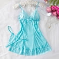 thumbnail image 2 of snilers Women's Lace Pajamas Set 2 Piece Eyelet Spaghetti Strap Sheer Mesh Nightdress Breathable Nightgown with Thongs, 2 of 5