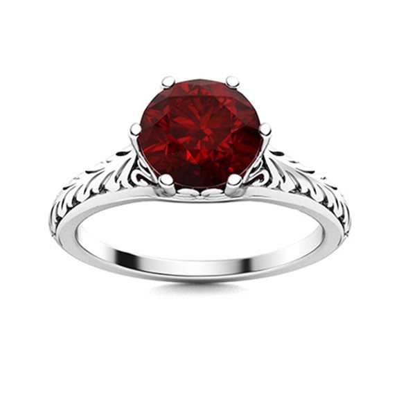 0.75 Ctw Six Prong Round Garnet Celtic Designer Women Valentines Day Gifts Ring 925 Sterling Silver