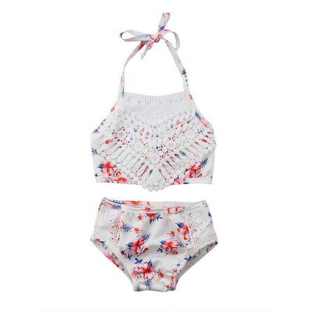 

2Pcs Toddler Baby Girl Lace Swimwear Bathing Suit Bikini Outfits Swimsuit Sets