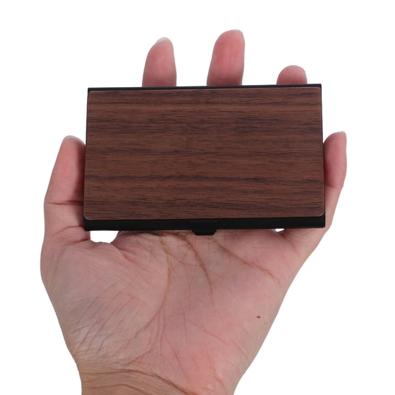 NIAIZEK Elegant Brown Wooden Business Card Holder Box with Large Storage for Office and Home, Craftsmanship