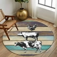 thumbnail image 3 of Farmhouse Animals Round Rug 5ft Washable Circle Kitchen Rugs Non Slip Vintage Wood Country Cow Pig Chicken Large Area Rug Indoor Floor Carpet for Bedroom Living Room Home Office Dining Room Nursery, 3 of 8