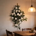 thumbnail image 2 of Guirnalda de rosas artificiales colgantes, arreglo floral artificial realista para decoración de pared, boda y jardín, rosas de tela realistas con hojas verdes naturales, flexible y maleable., 2 of 6