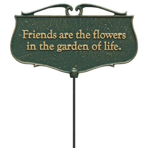 Whitehall 10041  Friends are the Flowers... - Garden Poem Sign in Green and Gold