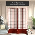 thumbnail image 6 of Red Lantern 7 ft. Tall Window Pane Shoji Screen - Rosewood - 4 Panels, 6 of 7