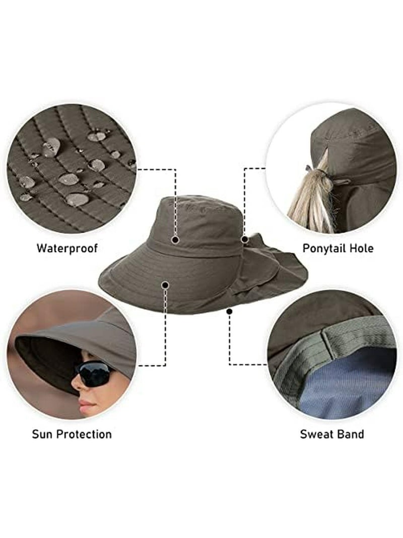 UPF 50 Wide Brim Sun Hat with Patented Ponytail Opening - Adjustable Ponyflo Sunblocker Wide Brim Hat-Black Oprah Daily at Amazon  main image 2