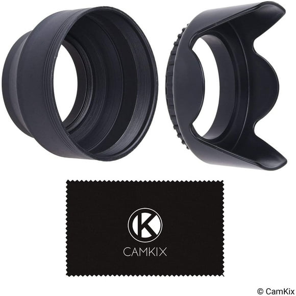 72mm Jeu de 2 Pare-Soleils de Caméra - Caoutchouc (Collapsible) + Fleur de Tulipe - Pare-Soleil/bouclier - Réduit l'Éblouissement et l'Éblouissement d'Objectif
