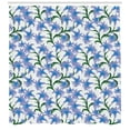 thumbnail image 3 of Flowers Shower Curtain, Natural Theme Spring Blossoms Pattern with Branches Botanical Art, Fabric Bathroom Set with Hooks, 69W X 70L Inches, Lavender Blue Green, by Ambesonne, 3 of 3