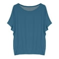 thumbnail image 5 of Weikingp Basic Tees For Women Womens Summer Tops Batwing Sleeve Oversized Solid Color T Shirt Women's Crew Neck Top Tshirts Shirts For Women Blue 2XL, 5 of 5