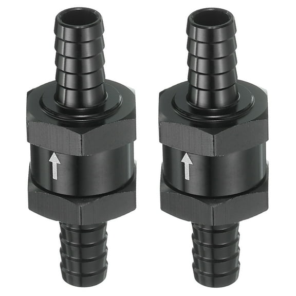 2Pcs 10mm (3/8") Fuel Check Valve, Non-Return One Way Hose Check Valve, Black