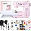 Portable Sewing Machine Cute Pink Mini Sewing Machines with 16 Built-in Stitches DIY Sewing Kit Set for Beginner