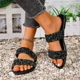 thumbnail image 4 of Beach Flat Sandals for Women, Solid Color Slip-On Style with Sequined Rhinestone Strap, Soft Footbed, Open-Toe Design, Lightweight Sole, Breathable Summer Footwear, 4 of 9