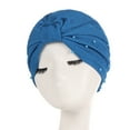 thumbnail image 2 of Prolriy Turbans for Women, Womens Fashion Elastic Solid Color Comfortable Cap Beaded Large Cap for Women Head Wraps Hats for Women Blue M, 2 of 2