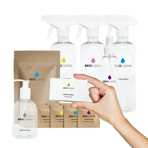 Kit de limpieza y desinfección biodegradables con envases Beoclean Beoclean Pastillas efervescentes