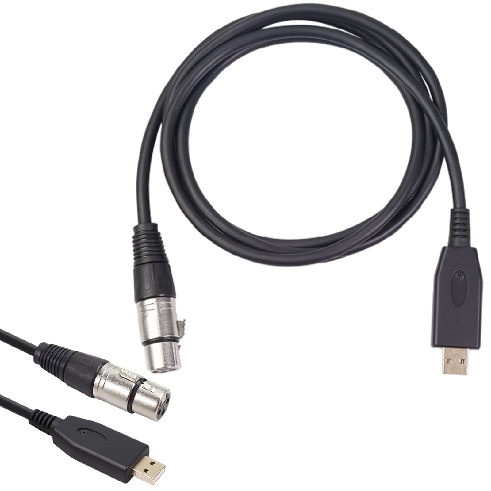 alien forholdet Lull Walbest USB Microphone Cable 2M, USB Male to XLR Female Cable, Connector  Cord Adapter for Microphone or Recording, USB Connector, Black - Walmart.com