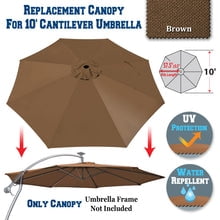 Replacement Canopy Cover for 10' Cantilever Patio Umbrella Offest Parasol Top Cover (Green)