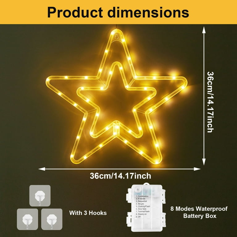 Dongpai Christmas Window Silhouette Lights, Battery Operated Hanging Christmas Window Light 8 Modes with Remote for Holiday Indoor Wall Door Glass