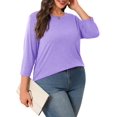 thumbnail image 5 of Yubnlvae Women's Plus-Size 3/4 Sleeve Tops & Blouses Plus Size Tunic Tops for Womenclearance! Solid, Round Neck, Purple, Xxl, 5 of 7