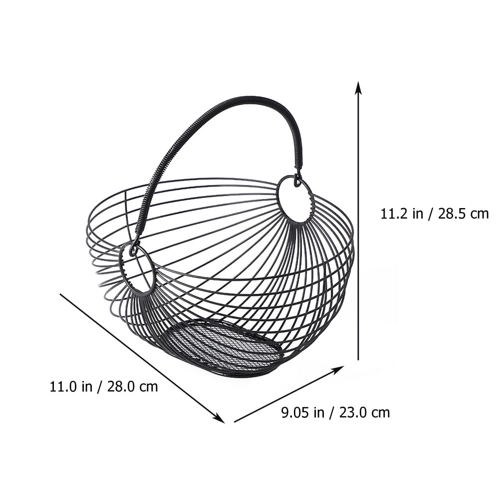 PTOOTP Black Wrought Iron Fruit Basket - Storage Organizer and Elegant Decorative Piece for Living Room