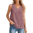 thumbnail image 6 of Womens Dressy Business Tank Tops V Neck Casual Cami Sleeveless Camisole Blouses Summer Basic Tank Shirt Purple S, 6 of 6