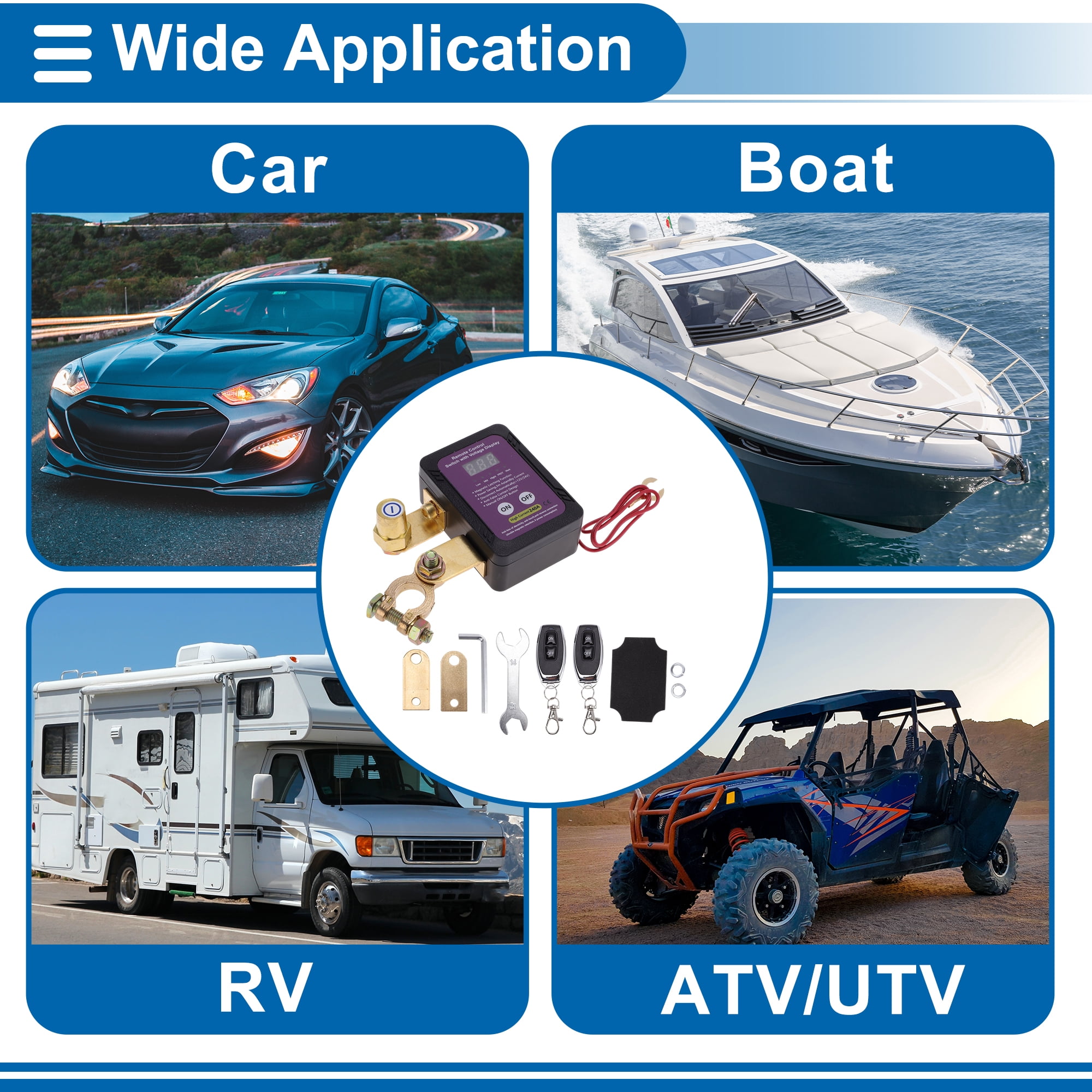 Battery Disconnect Switch 12V Battery Power Cut Isolator Kill Switch ON/Off Batteries Cut Off Switches for Cars Vehicles RVs and Boats 1 Set