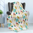 thumbnail image 4 of Ice Cream Soft Flannel Fleece Throw Blanket, Pattern in Scandinavian Style Cones with Colorful Scoops and Geometric Design, Cozy Plush for Indoor and Outdoor Use, 50" x 70", Multicolor, by Ambesonne, 4 of 5